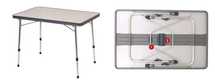 Mesas Dobráveis Camping, firmes, práticas e com patas reguláveis Mesas Dobráveis Camping