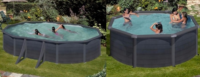 Piscinas Gre Kea 132 cm, forma oval com decoração Grafite Piscinas Gre Kea