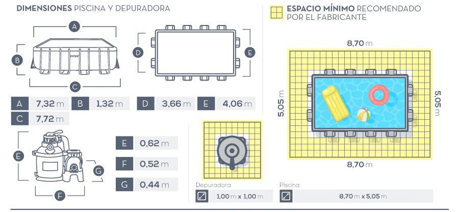 Piscina Intex Retangular Ultra Frame 732x366x132 cm 26362
