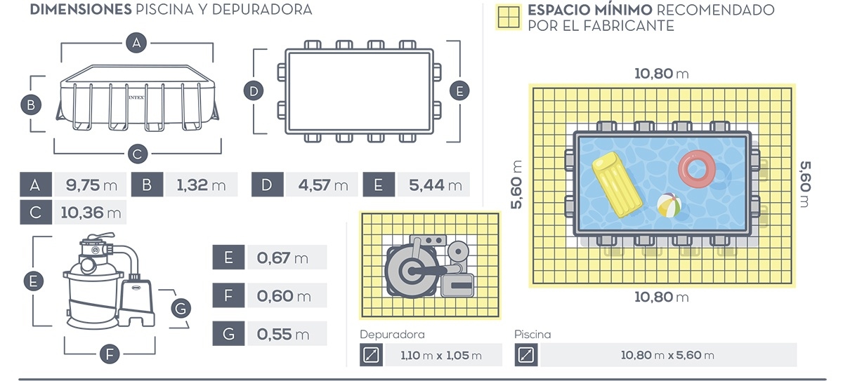 Piscina Intex Ultra XTR Frame Rectangular Clorador Salino 975x488x132 cm 26378NP