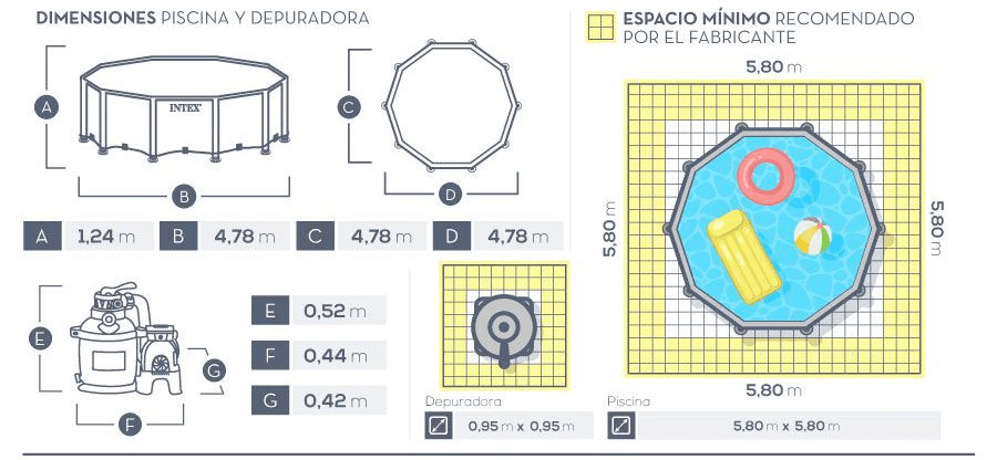 Piscina Intex Graphite Panel 478x124 cm 26382