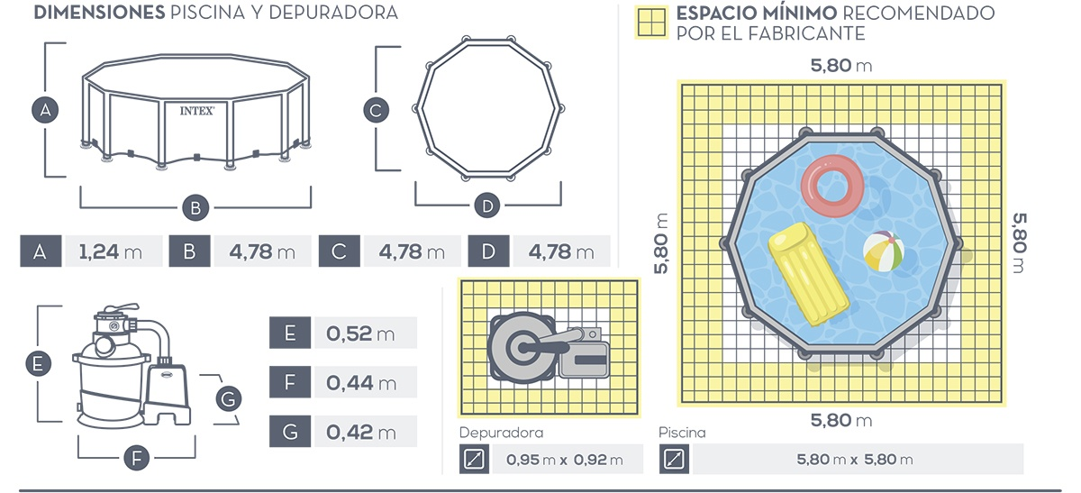 Piscina Intex Graphite Gray Panel Circular 478x124 cm 26384NP