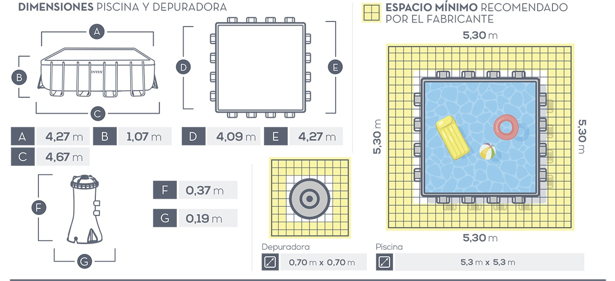 Piscina Intex Prisma Frame Quadrada 427x427x107 cm 26764NP