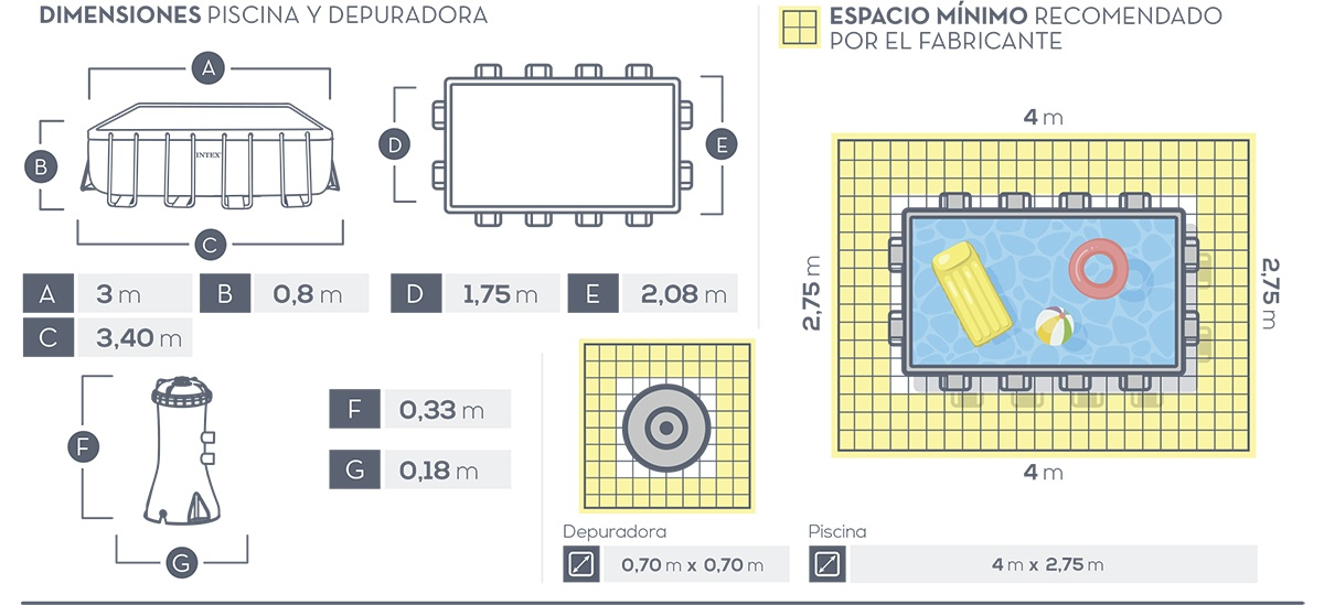 Piscina Intex Prisma Frame Rectangular 300x175x80 cm 26784NP