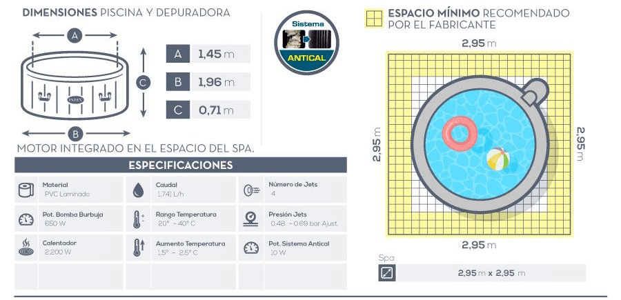 PureSpa Redondo Terapia Massagem Jets de Intex 28422