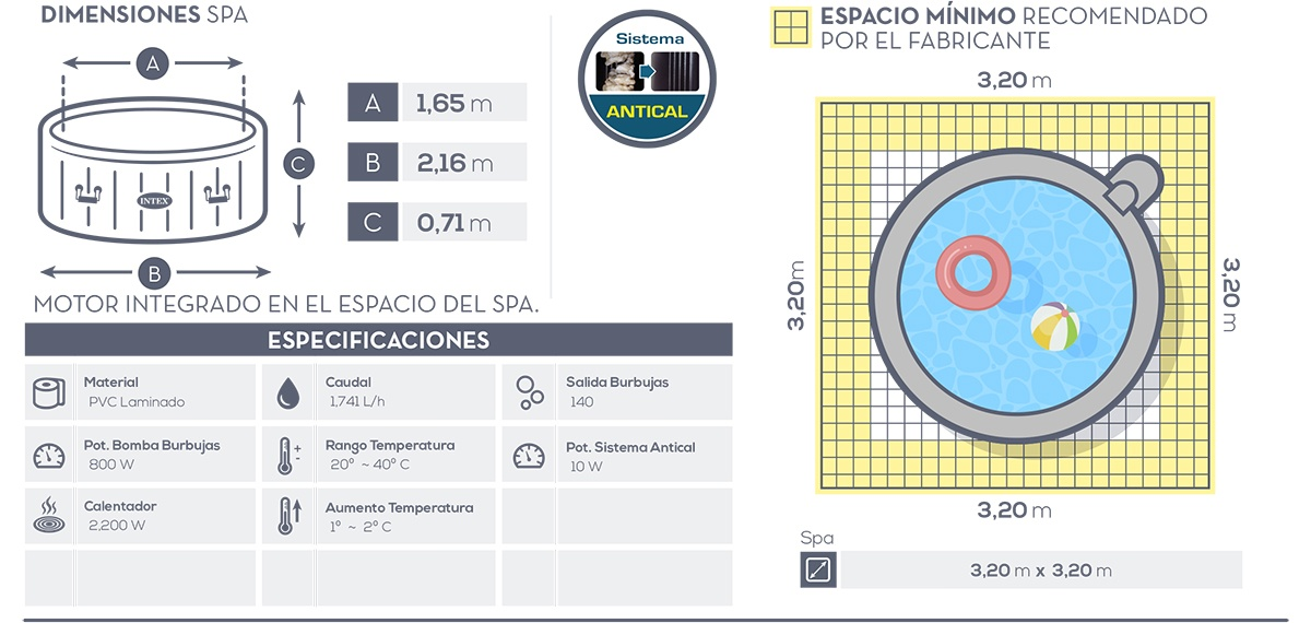 Purespa Massagem Bolhas Intex 216x71 cm 28428Ex