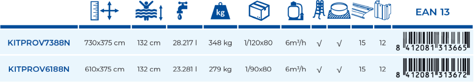 Piscina Gre Islândia 730x375x132 KITPROV7388N