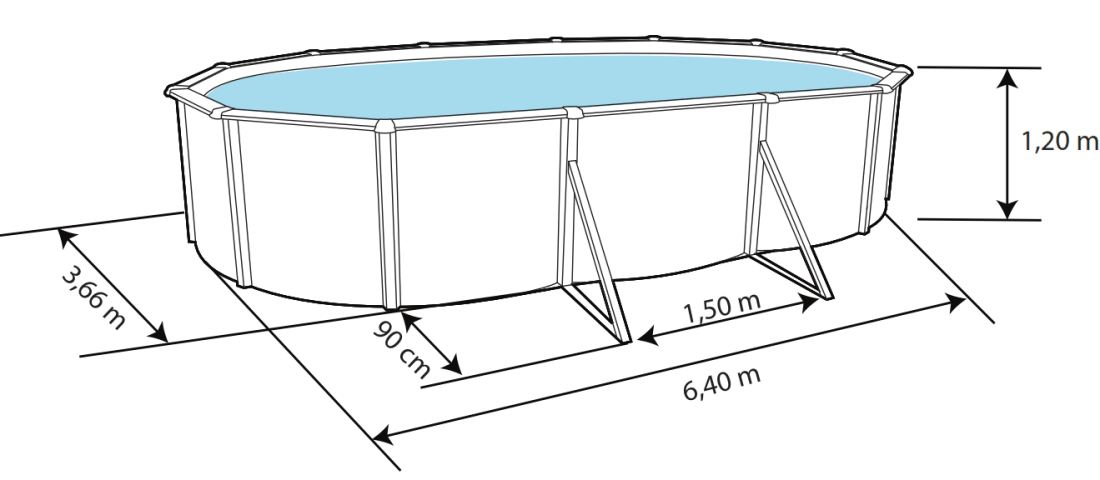 Piscina Toi Silver Oval 640x366x120