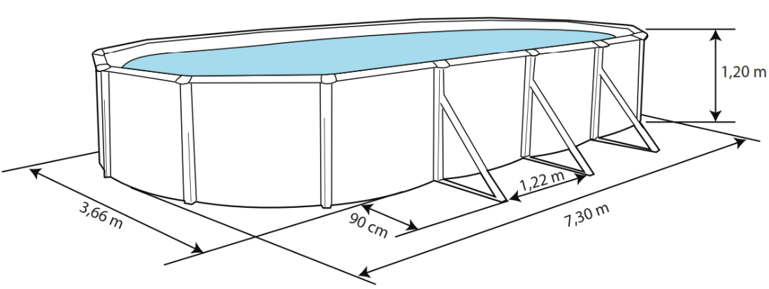 Piscina Toi Silver Oval 730x366x120