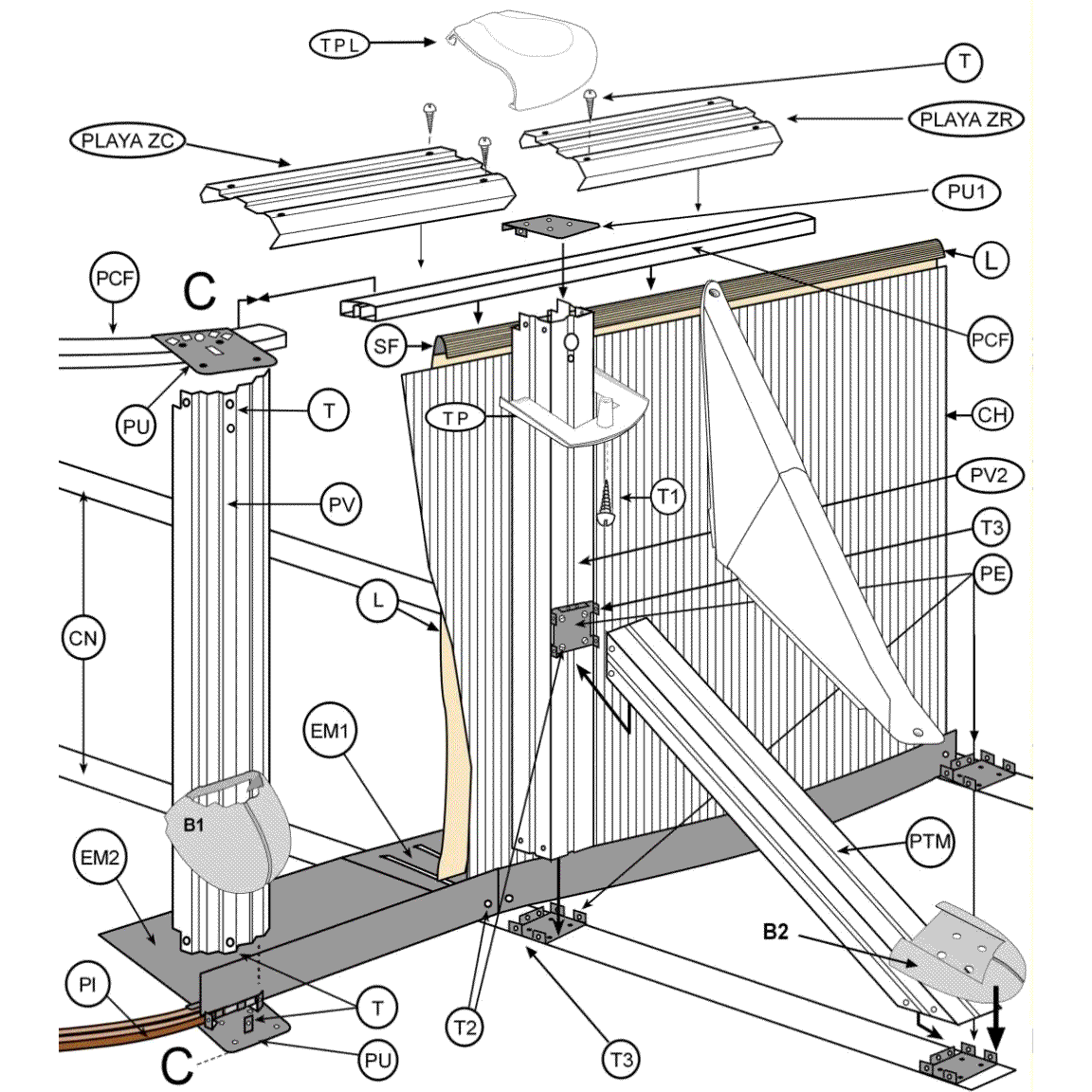Peças de Reposição Piscinas Ovais Imitação Grafite com Postes de 132 cm