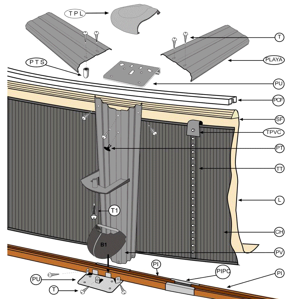 Peças de Reposição Piscinas Redondas Imitação Grafite de 132 cm