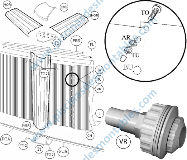 Peças de Reposição para Piscinas Toi 350x120 cm