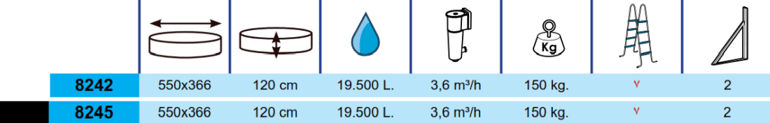 Piscina Toi Silver Lua Oval 550x366x120
